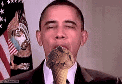 Obama Eating Yummy Ice Cream GIF