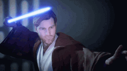 Obi Wan Kenobi Star Wars Figure Lightsaber GIF