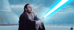 Obi Wan Lightsaber Ready To Strike The Enemy GIF