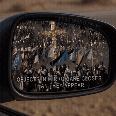 Objects In Mirror Are Closer Than They Appear On A Car Rear View Mirror GIF