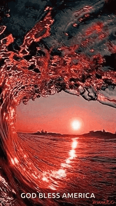 Ocean Wave Sunset God Bless America GIF