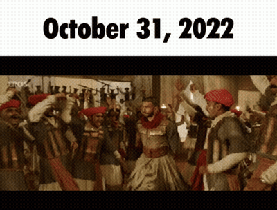 October 31 2022 Is Displayed On A Screen With A Group Of People Dancing GIF