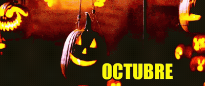 October In Yellow With Pumpkins On Dark Background GIF