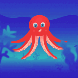 Octopus Cartoon In The Water  GIF