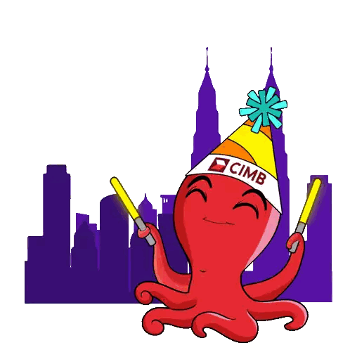 Octopus Wearing Cimb Hat Celebrating New Year's Eve Sticker