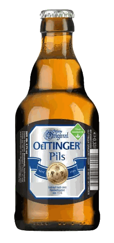 Oettinger Pils Bottle With White Label Sticker