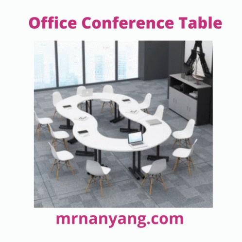 Office Conference Table With Chairs And Laptop GIF