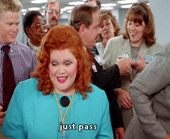 Office Space Milton's Friend Nina Saying Just Pass GIF