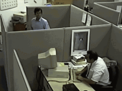 Office Worker Kick And Throwing Computer GIF