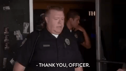 Officer Saying Thank You While Walking Out From Office  GIF