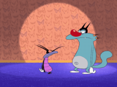 Oggy The Cat Beside Another Cartoon Character GIF