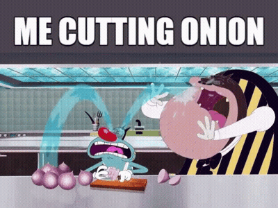 Oggy The Cat Cutting Onion GIF