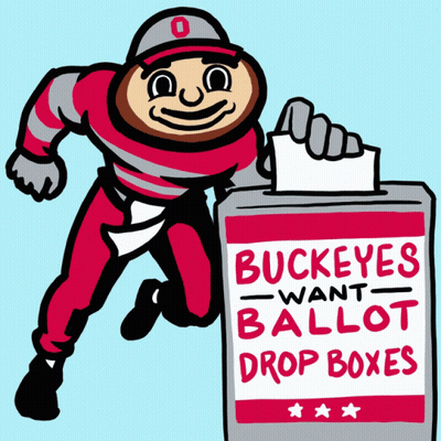 Ohio State Buckeyes Mascot Holding Ballot Box GIF