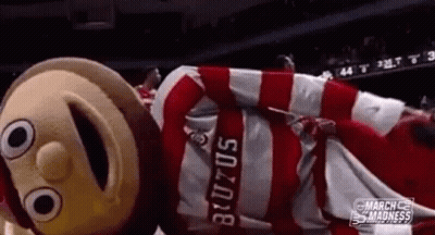 Ohio State Buckeyes Mascot Laying On Back On Court GIF