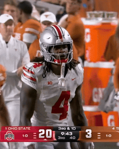 Ohio State Football Player Number 4 On Field GIF