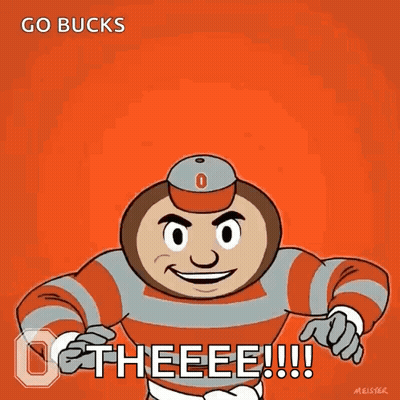 Ohio State Mascot Saying Go Bucks Theeee !!! GIF