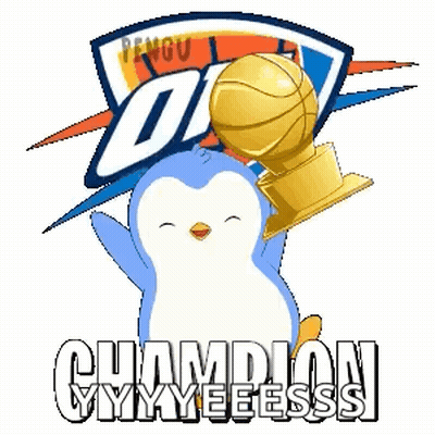 OKC Logo Penguin Holding Trophy GIF