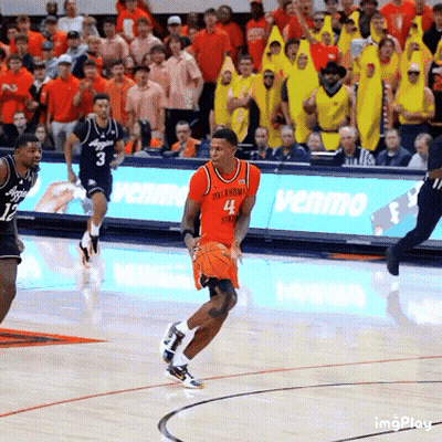 Oklahoma Basketball Player Number 4 Dribbling GIF