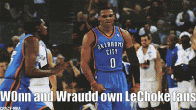 Oklahoma City Basketball Players Celebrating Win GIF