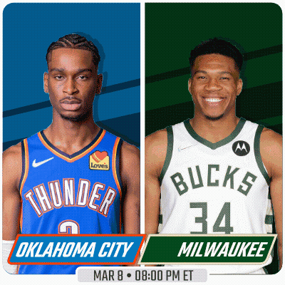 Oklahoma City Thunder And Milwaukee Bucks Basketball Players GIF