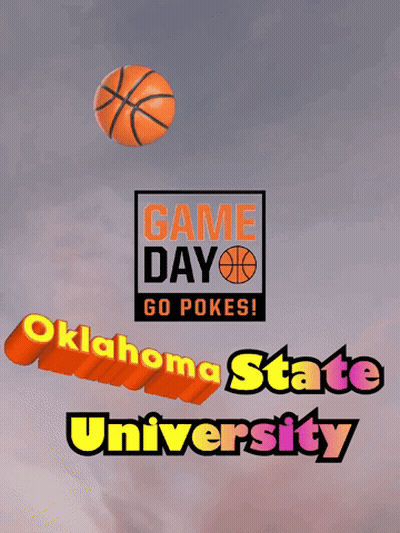 Oklahoma State University Game Day Poster With Basketball GIF