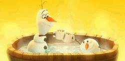 Olaf And Friend In Hot Tub GIF