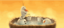Olaf Frozen Drinking With Ice Friend  GIF
