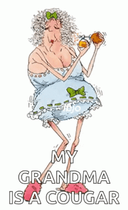 Old Grandma Cartoon Cougar Shaking Hips GIF