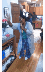 Old Lady Dancing In Robe GIF