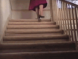 Old Lady Falling Down The Stairs GIF