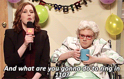 Old Lady In Wheelchair Kate McKinnon SNL GIF