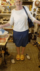 Old Lady Trying Shoes GIF