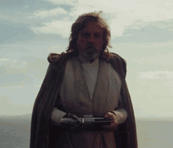 Old Luke Skywalker Throwing Light Saber GIF
