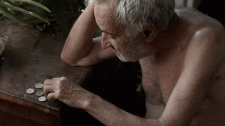 Old Man Counting Coins Broke GIF