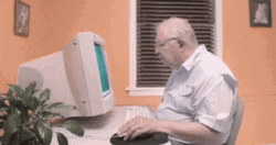 Old Man Deleting Computer Meme GIF