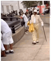 Old Man Pimp Walking GIF