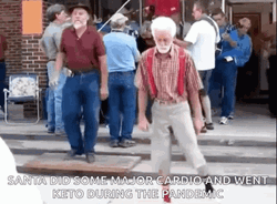 Old Man Santa Loosing Weight GIF