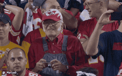 Old Man Watching Game Using Binoculars GIF