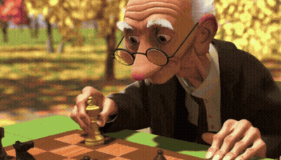Old Man With Glasses Playing Chess GIF