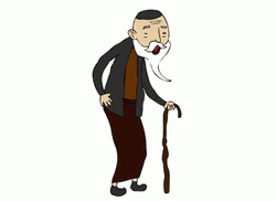 Old Man With Walking Stick
