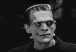 Old Movie Frankenstein Monster Looking To The Side GIF