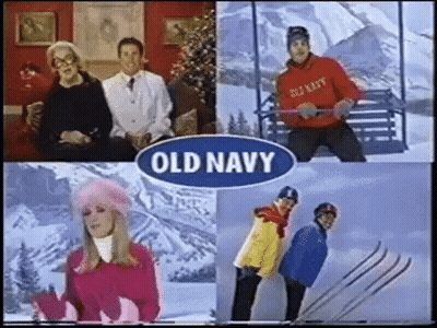 Old Navy Snow Advertisement Collage GIF