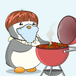 Old Penguin Grilling GIF