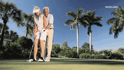 Old People Couple Playing Golf GIF