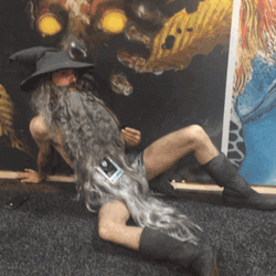 Old Wizard Mystique Cosplay Posing GIF