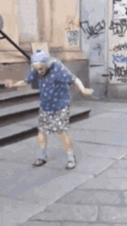 Old Woman Crazy Dancing In The Street GIF
