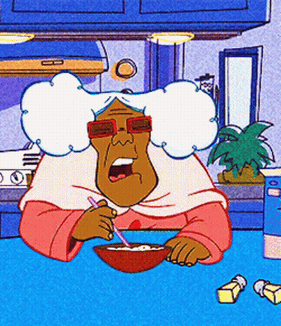 Old Woman Eating Cereal With Spoon GIF