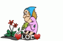 Old Woman Gardening Flowers