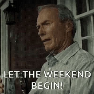 Older Man Holding Gun Says Let Weekend Begin GIF