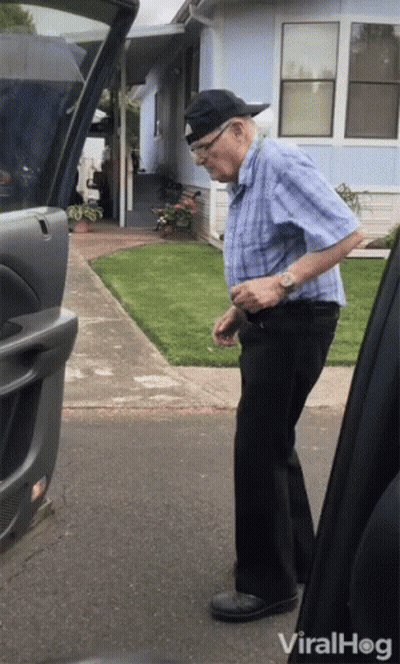 Older Man Next To Viral Hog Car GIF